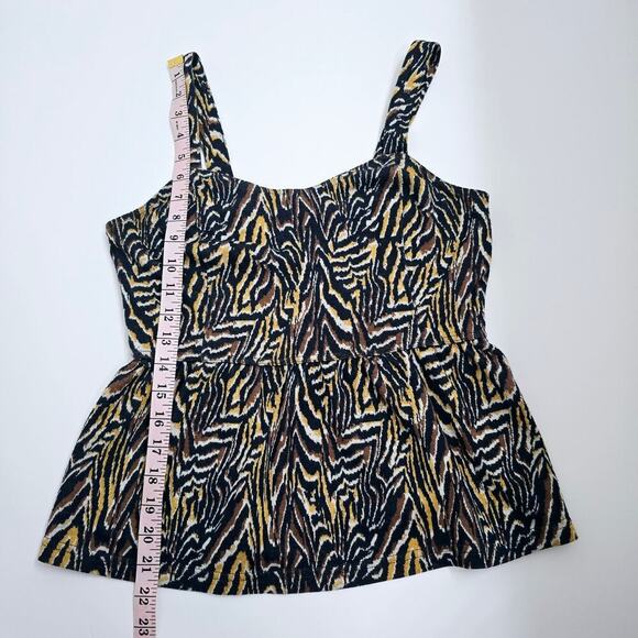 Anthropologie Jaime Zebra Peplum Tank Top S Animal Print Square Neck Sleeveless - Picture 5 of 7